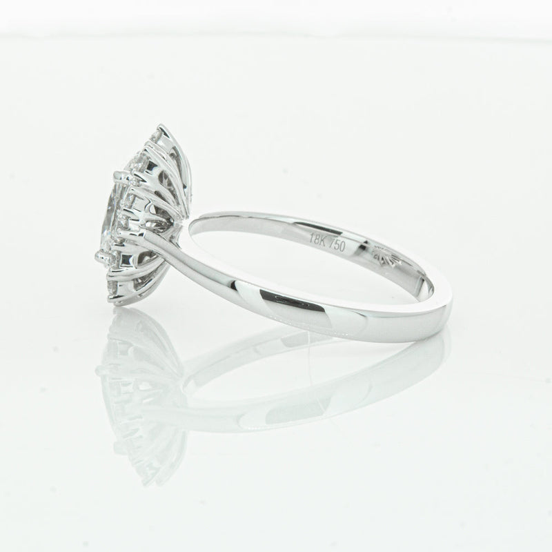 18ct White Gold 1.00ct Oval Cut Diamond Belle Ring-Ring-Walker & Hall