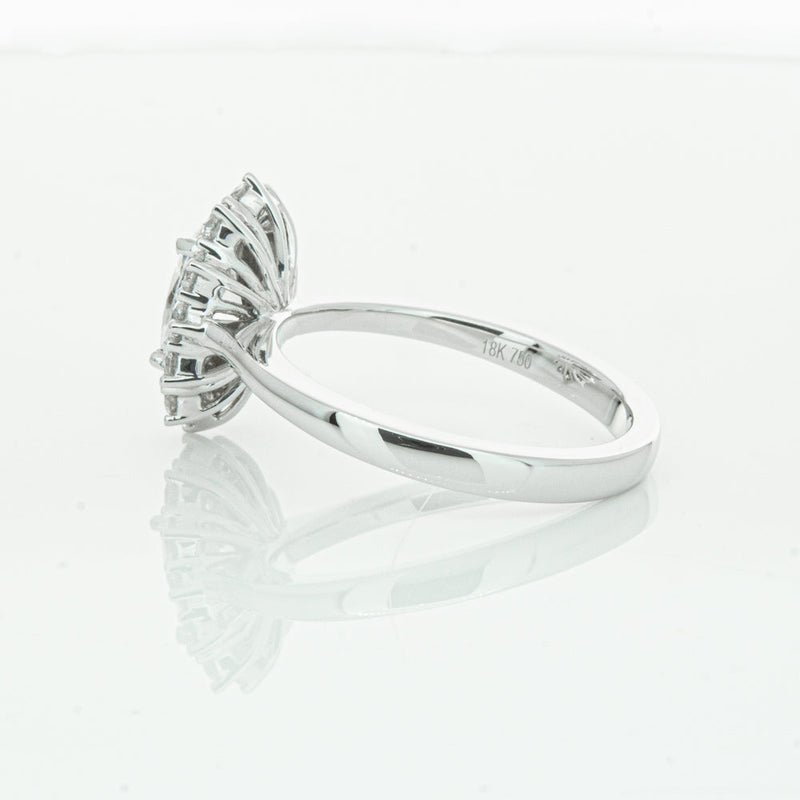 18ct White Gold 1.00ct Oval Cut Diamond Belle Ring-Ring-Walker & Hall