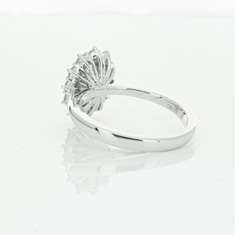 18ct White Gold 1.00ct Oval Cut Diamond Belle Ring-Ring-Walker & Hall