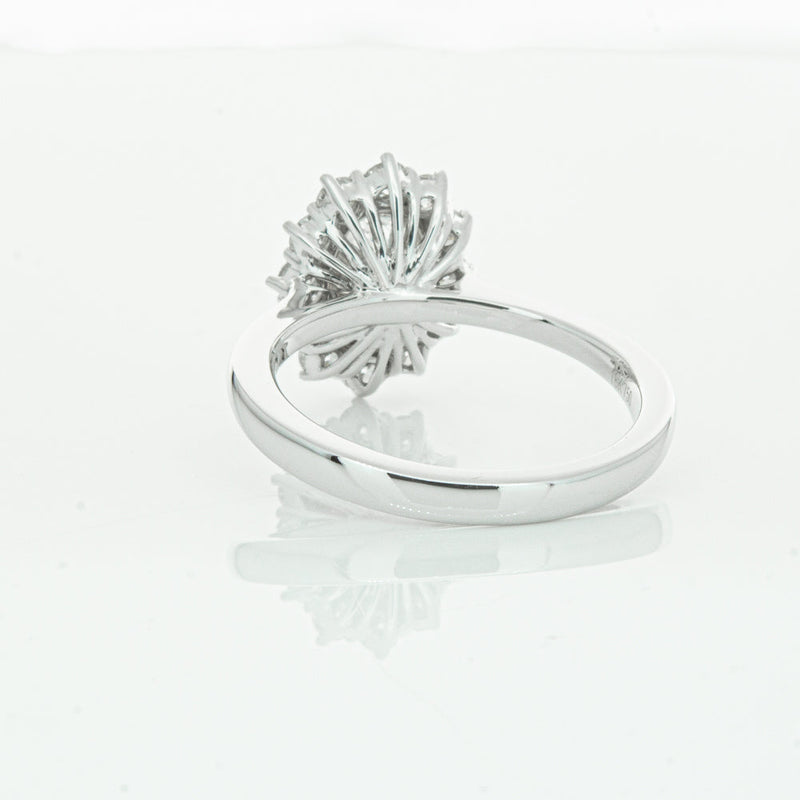 18ct White Gold 1.00ct Oval Cut Diamond Belle Ring-Ring-Walker & Hall