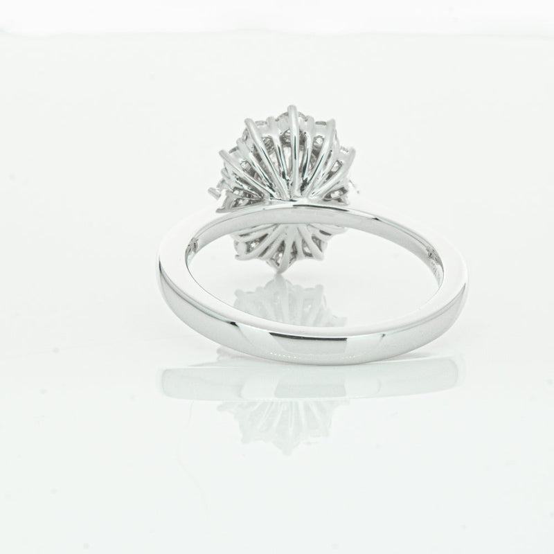 18ct White Gold 1.00ct Oval Cut Diamond Belle Ring-Ring-Walker & Hall