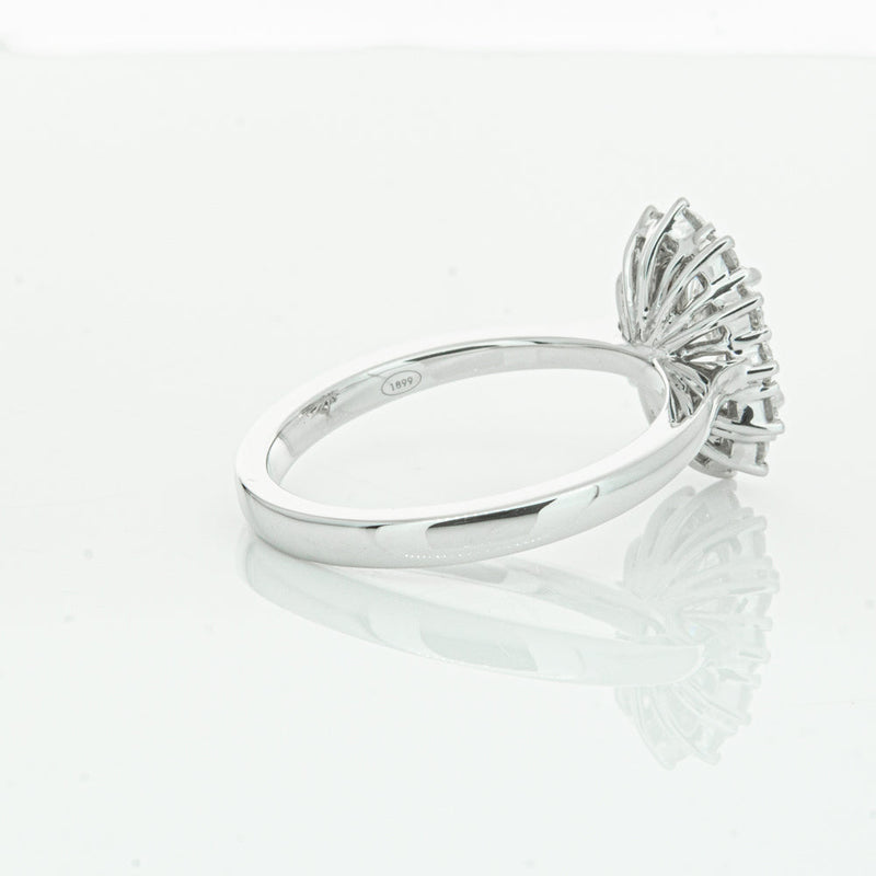 18ct White Gold 1.00ct Oval Cut Diamond Belle Ring-Ring-Walker & Hall