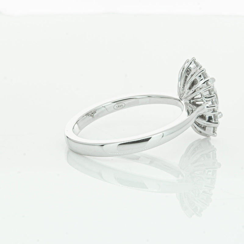 18ct White Gold 1.00ct Oval Cut Diamond Belle Ring-Ring-Walker & Hall