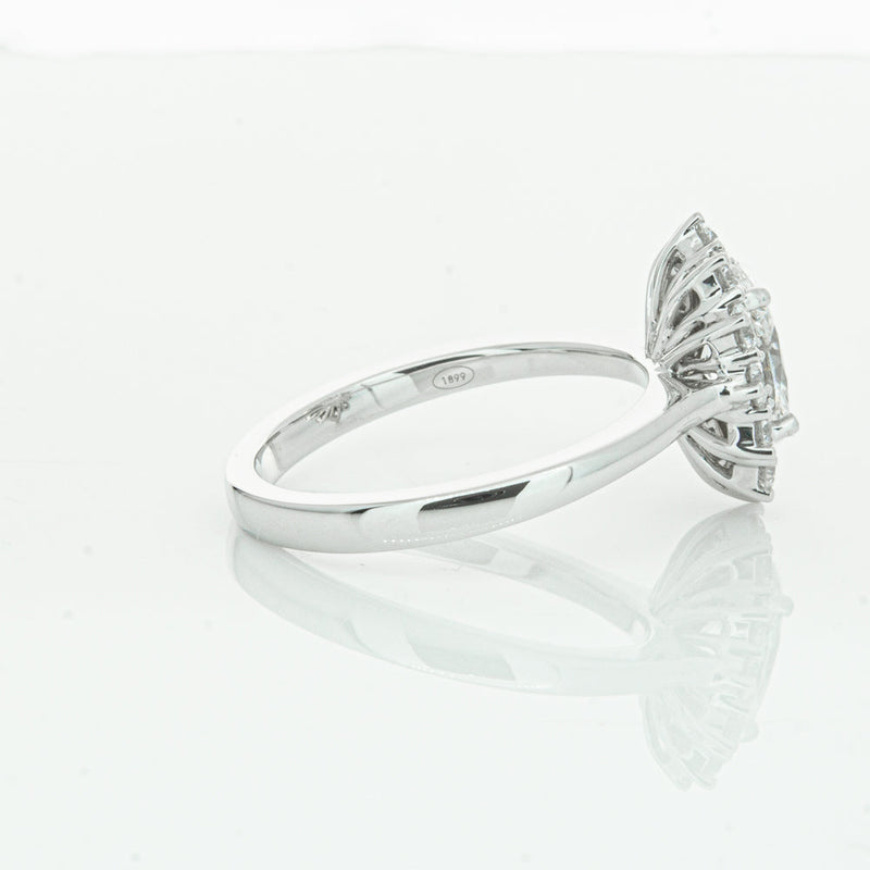 18ct White Gold 1.00ct Oval Cut Diamond Belle Ring-Ring-Walker & Hall