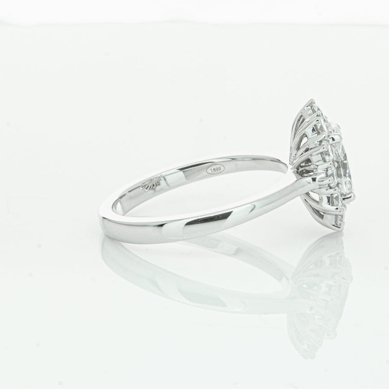 18ct White Gold 1.00ct Oval Cut Diamond Belle Ring-Ring-Walker & Hall