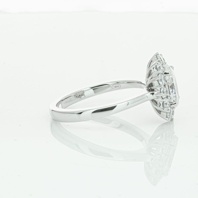 18ct White Gold 1.00ct Oval Cut Diamond Belle Ring-Ring-Walker & Hall