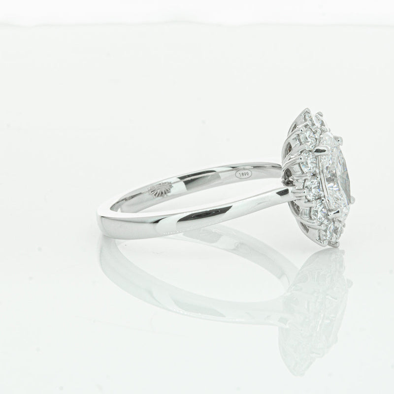 18ct White Gold 1.00ct Oval Cut Diamond Belle Ring-Ring-Walker & Hall