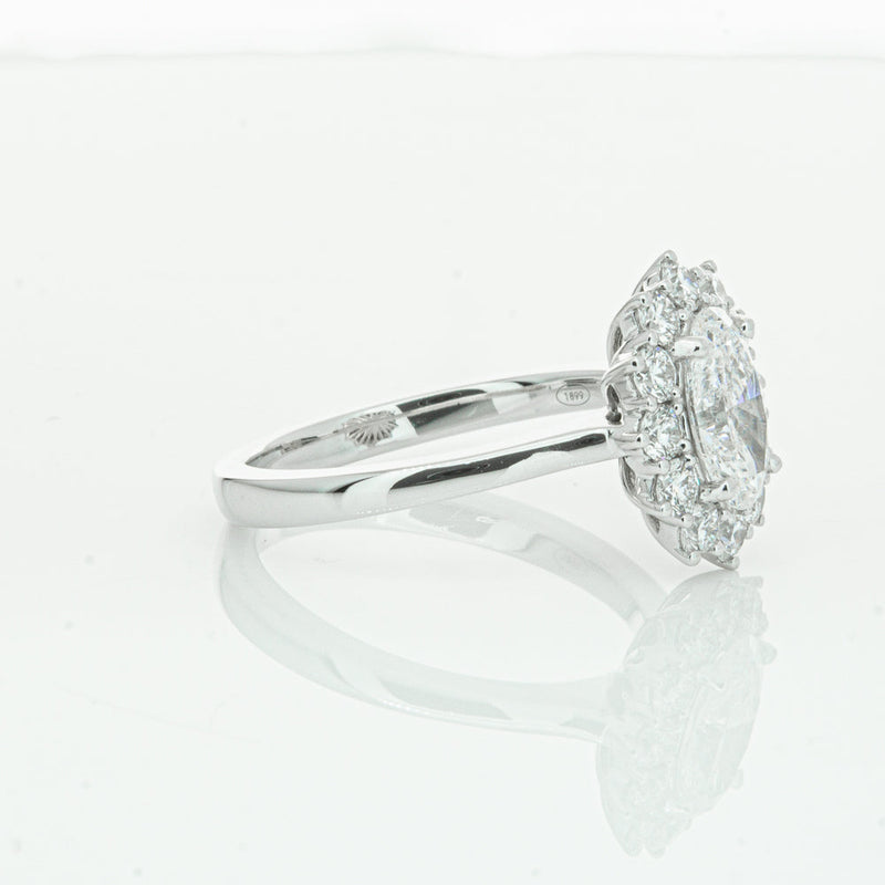 18ct White Gold 1.00ct Oval Cut Diamond Belle Ring-Ring-Walker & Hall