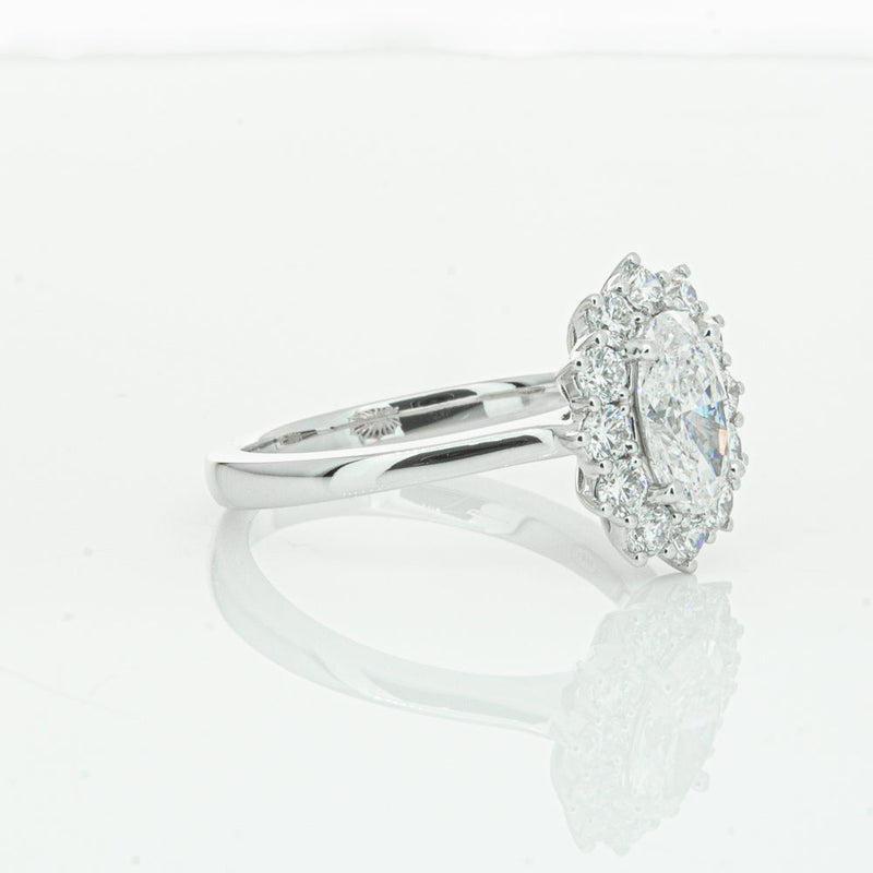 18ct White Gold 1.00ct Oval Cut Diamond Belle Ring-Ring-Walker & Hall