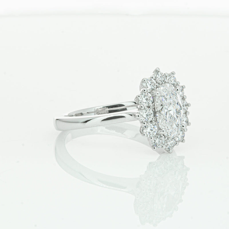 18ct White Gold 1.00ct Oval Cut Diamond Belle Ring-Ring-Walker & Hall