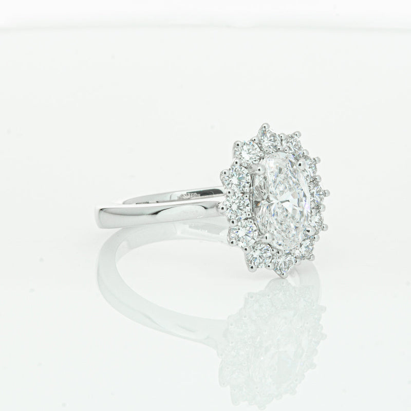 18ct White Gold 1.00ct Oval Cut Diamond Belle Ring-Ring-Walker & Hall