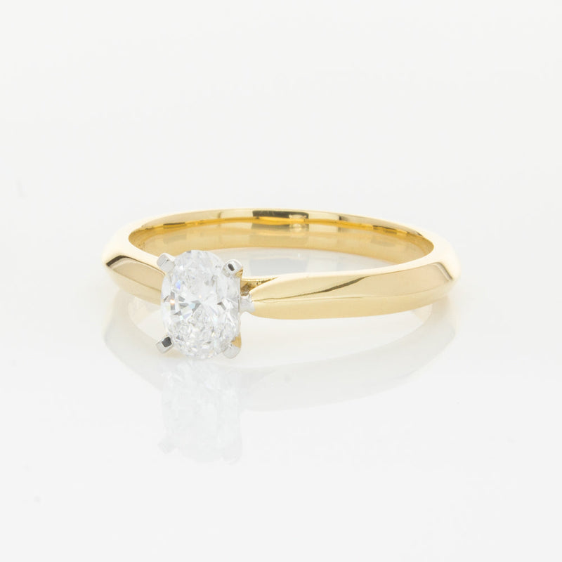18ct Yellow Gold .50ct Oval Cut Diamond Venetian Ring-Ring-Walker & Hall
