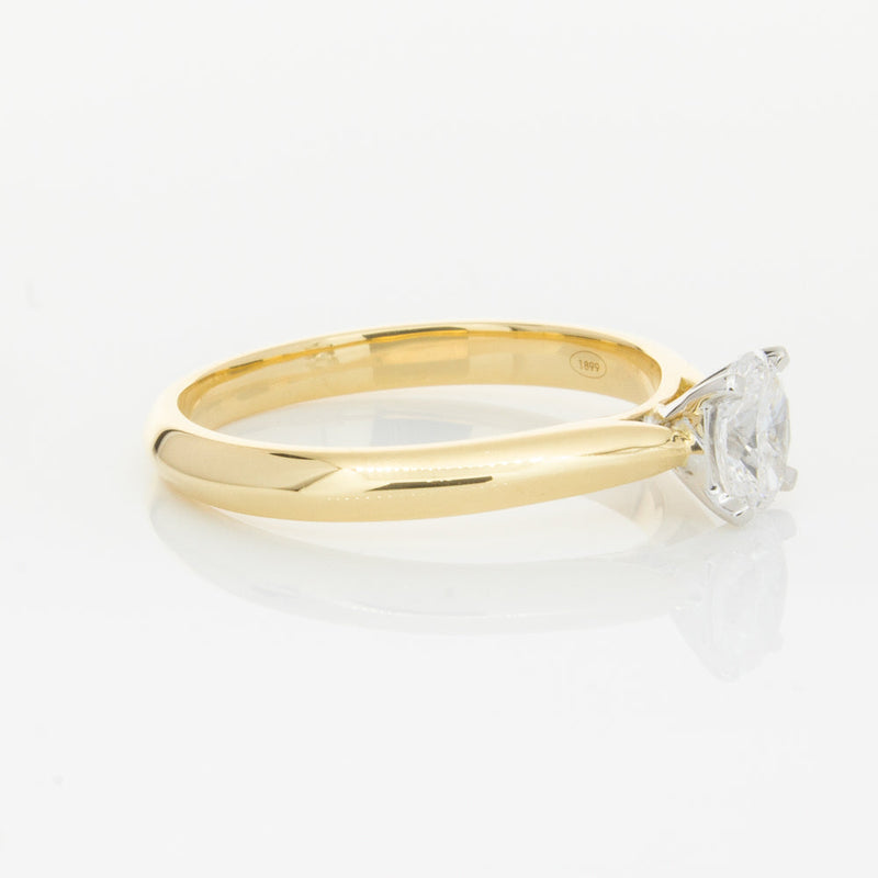 18ct Yellow Gold .50ct Oval Cut Diamond Venetian Ring-Ring-Walker & Hall