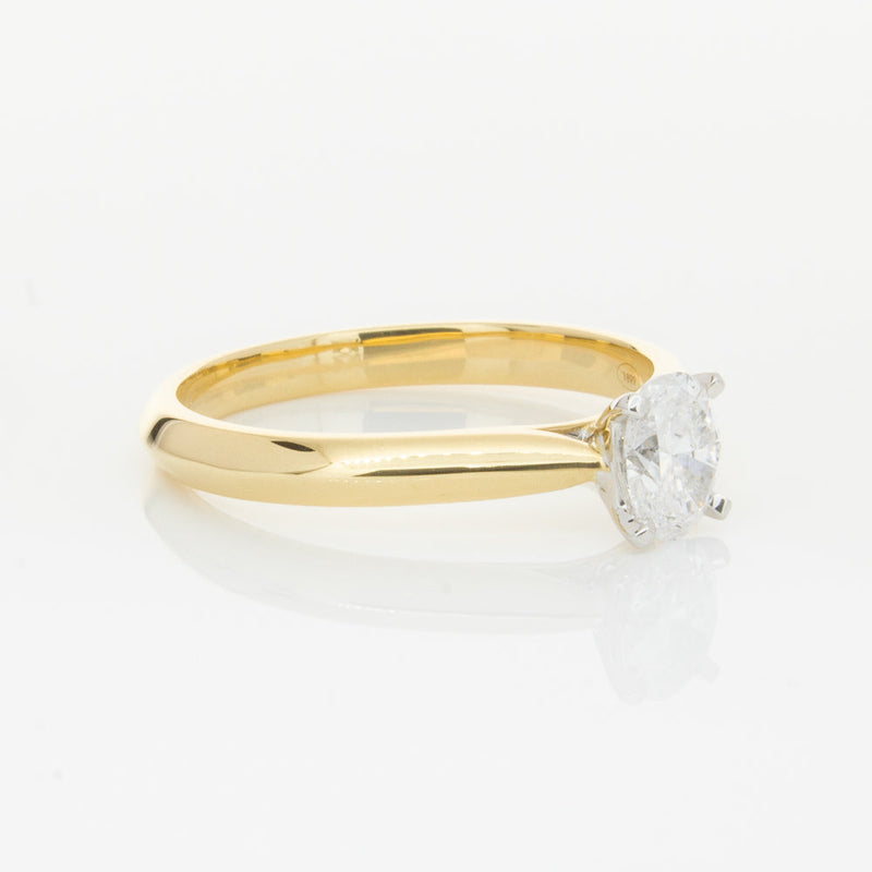18ct Yellow Gold .50ct Oval Cut Diamond Venetian Ring-Ring-Walker & Hall