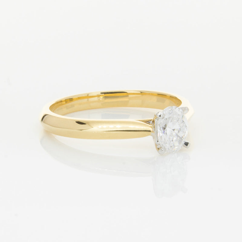 18ct Yellow Gold .50ct Oval Cut Diamond Venetian Ring-Ring-Walker & Hall