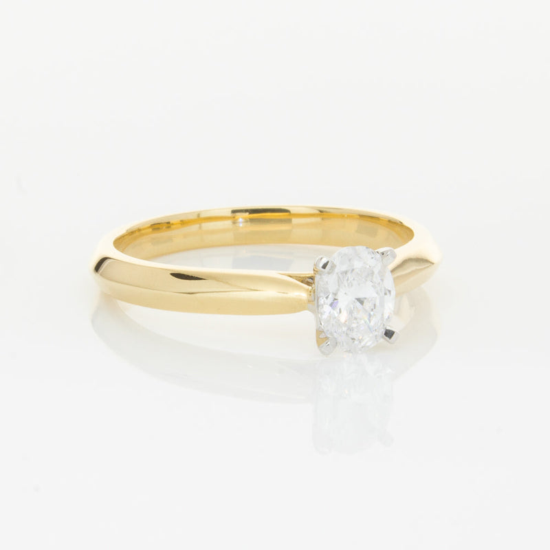 18ct Yellow Gold .50ct Oval Cut Diamond Venetian Ring-Ring-Walker & Hall