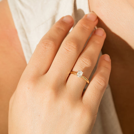 18ct Yellow Gold .50ct Oval Cut Diamond Venetian Ring-Ring-Walker & Hall