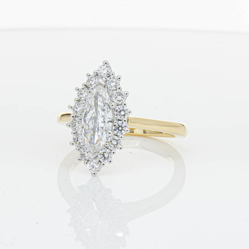 18ct Yellow Gold .90ct Marquise Cut Diamond Belle Ring-Ring-Walker & Hall