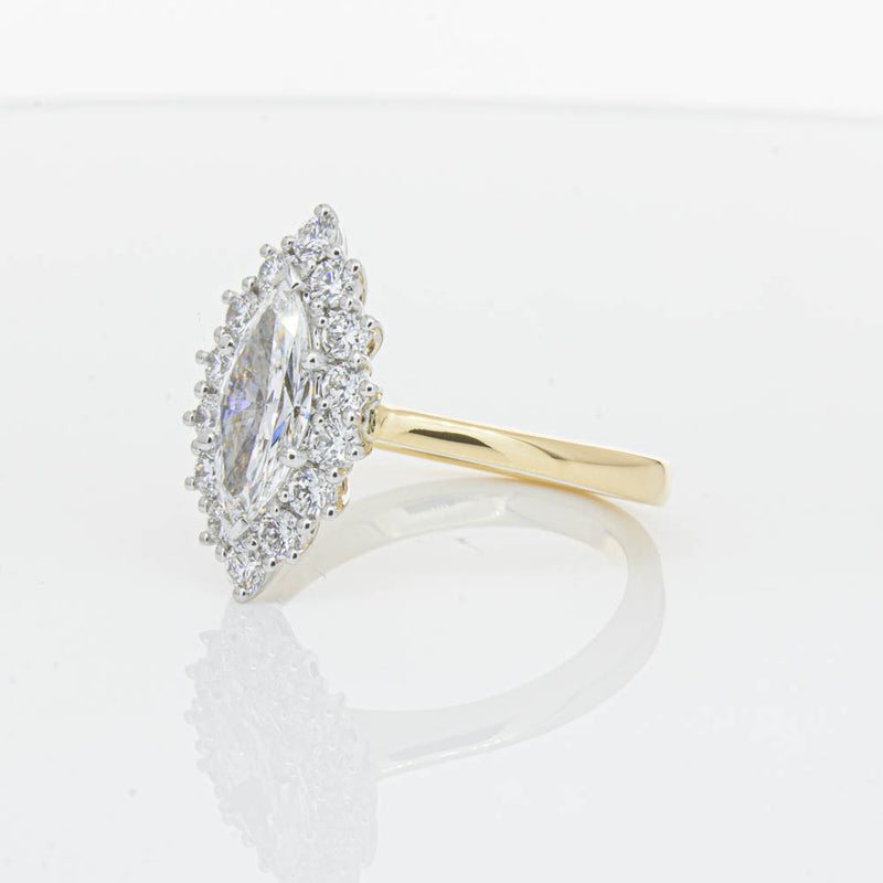 18ct Yellow Gold .90ct Marquise Cut Diamond Belle Ring-Ring-Walker & Hall