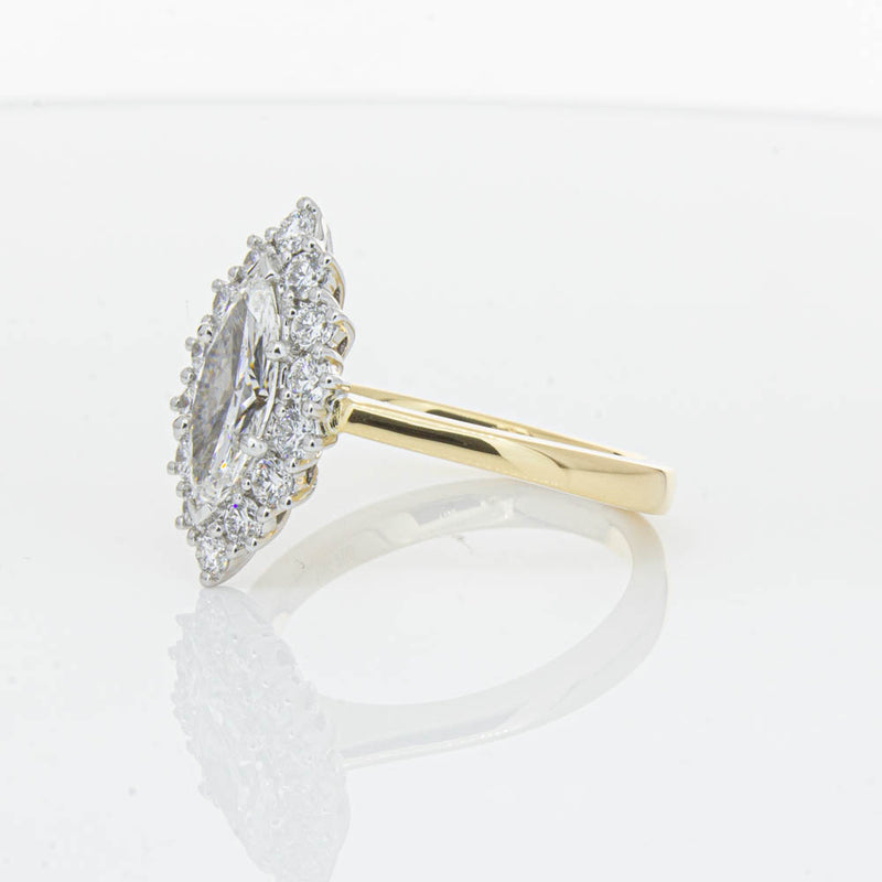 18ct Yellow Gold .90ct Marquise Cut Diamond Belle Ring-Ring-Walker & Hall