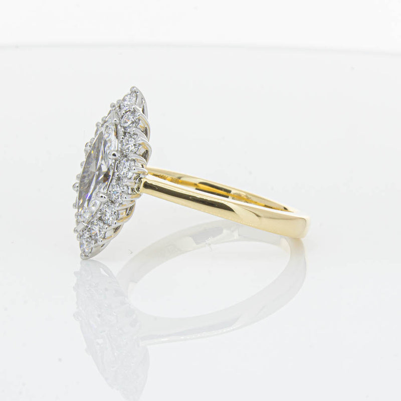 18ct Yellow Gold .90ct Marquise Cut Diamond Belle Ring-Ring-Walker & Hall