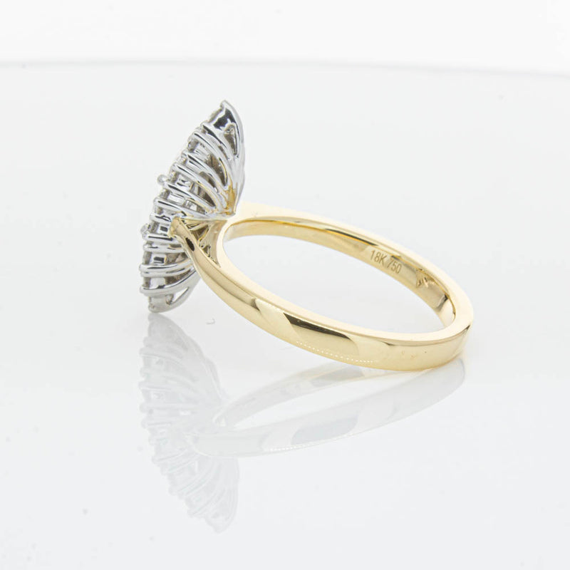18ct Yellow Gold .90ct Marquise Cut Diamond Belle Ring-Ring-Walker & Hall