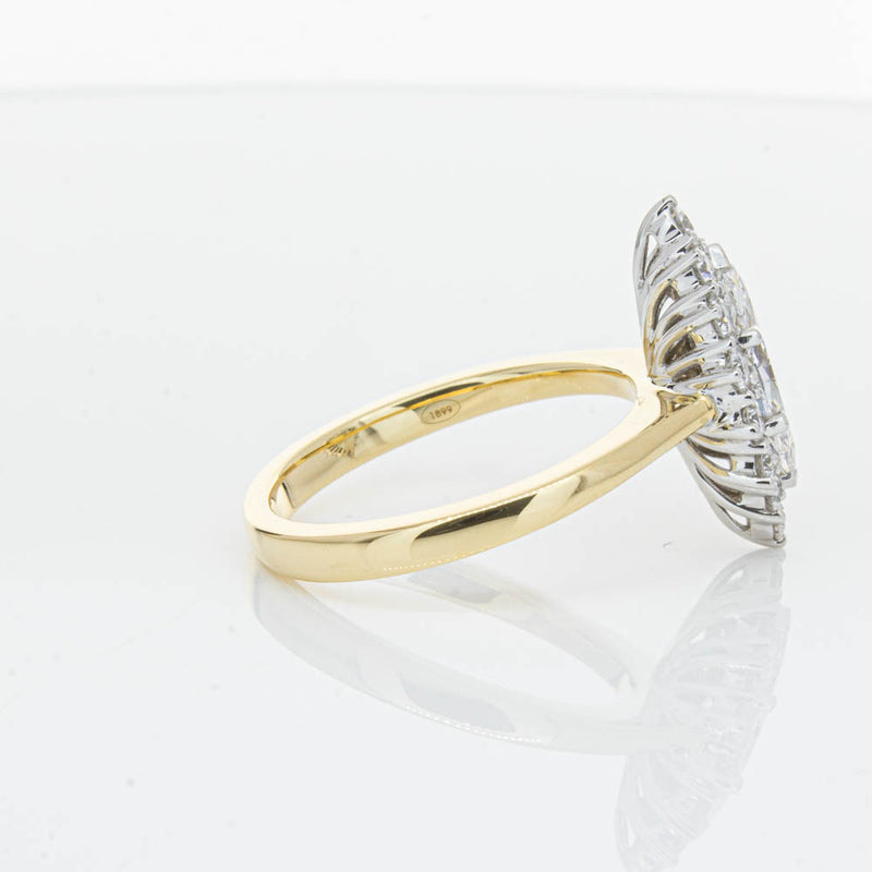 18ct Yellow Gold .90ct Marquise Cut Diamond Belle Ring-Ring-Walker & Hall