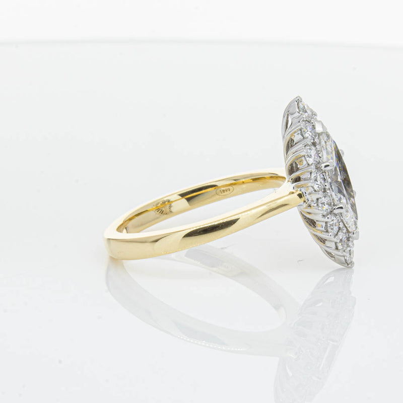 18ct Yellow Gold .90ct Marquise Cut Diamond Belle Ring-Ring-Walker & Hall