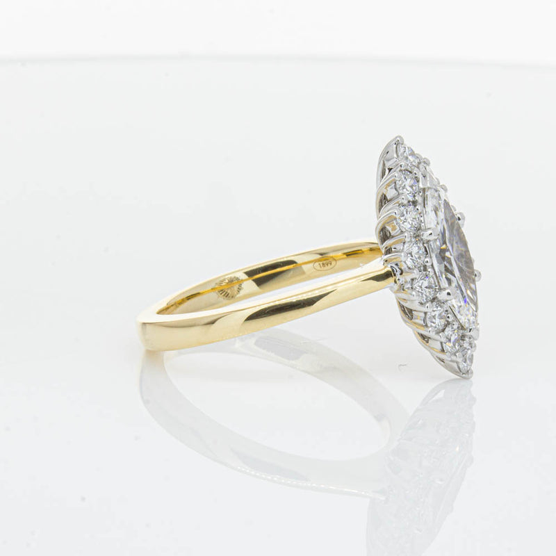 18ct Yellow Gold .90ct Marquise Cut Diamond Belle Ring-Ring-Walker & Hall