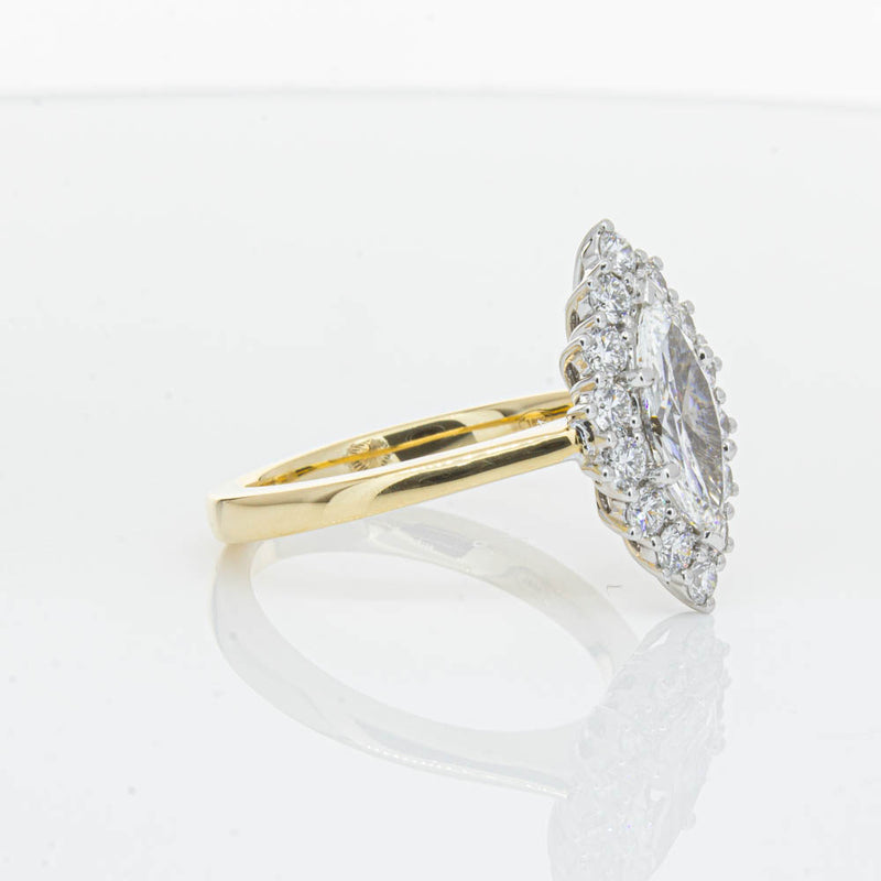 18ct Yellow Gold .90ct Marquise Cut Diamond Belle Ring-Ring-Walker & Hall