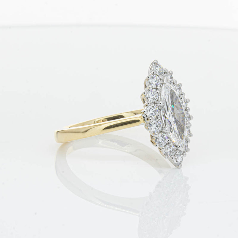 18ct Yellow Gold .90ct Marquise Cut Diamond Belle Ring-Ring-Walker & Hall