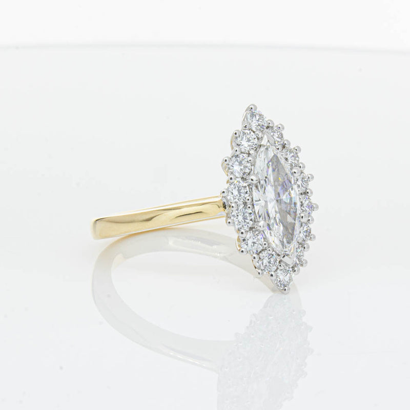 18ct Yellow Gold .90ct Marquise Cut Diamond Belle Ring-Ring-Walker & Hall