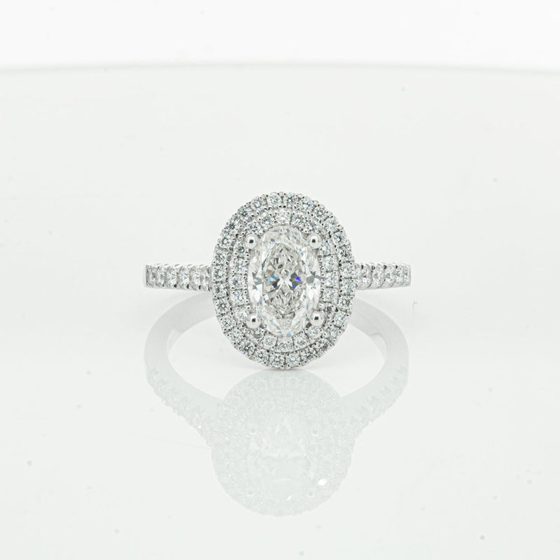 18ct White Gold .90ct Oval Cut Diamond Rosa Ring-Ring-Walker & Hall