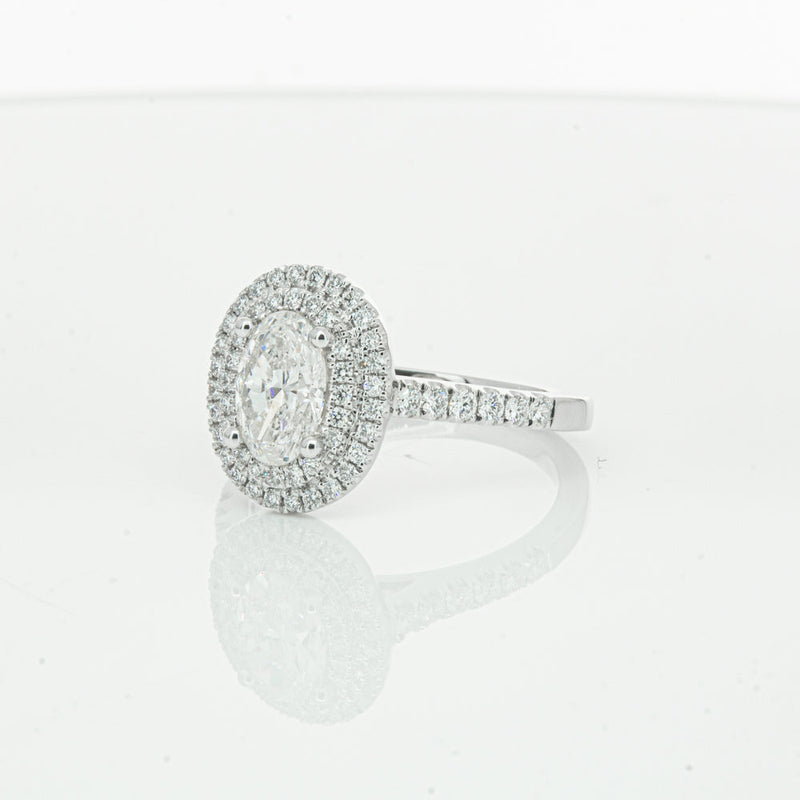 18ct White Gold .90ct Oval Cut Diamond Rosa Ring-Ring-Walker & Hall