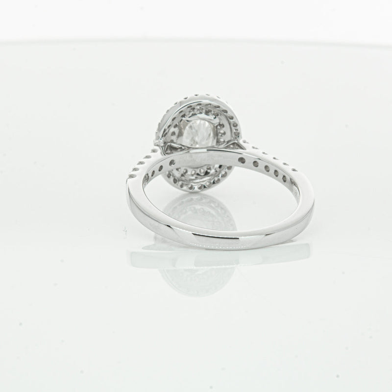 18ct White Gold .90ct Oval Cut Diamond Rosa Ring-Ring-Walker & Hall