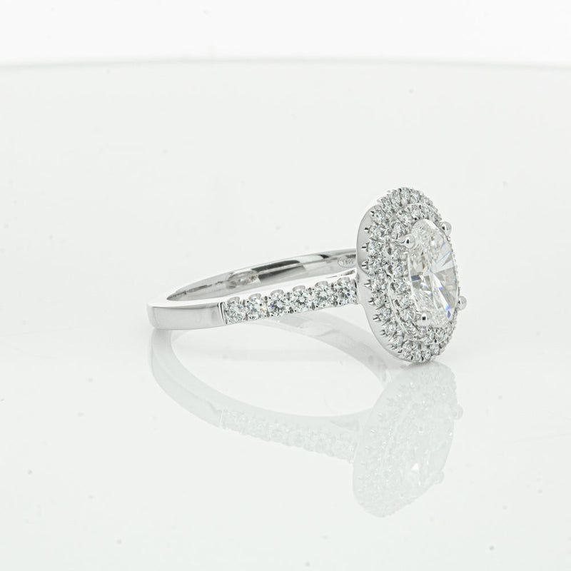 18ct White Gold .90ct Oval Cut Diamond Rosa Ring-Ring-Walker & Hall