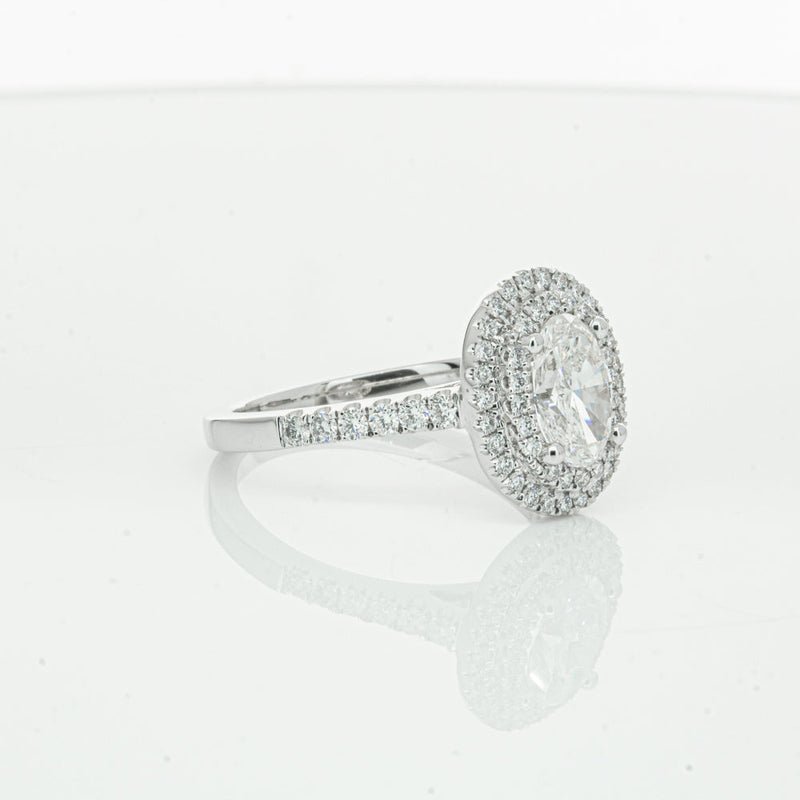 18ct White Gold .90ct Oval Cut Diamond Rosa Ring-Ring-Walker & Hall