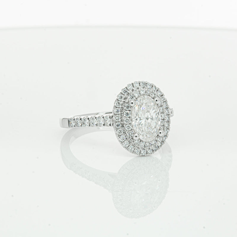 18ct White Gold .90ct Oval Cut Diamond Rosa Ring-Ring-Walker & Hall