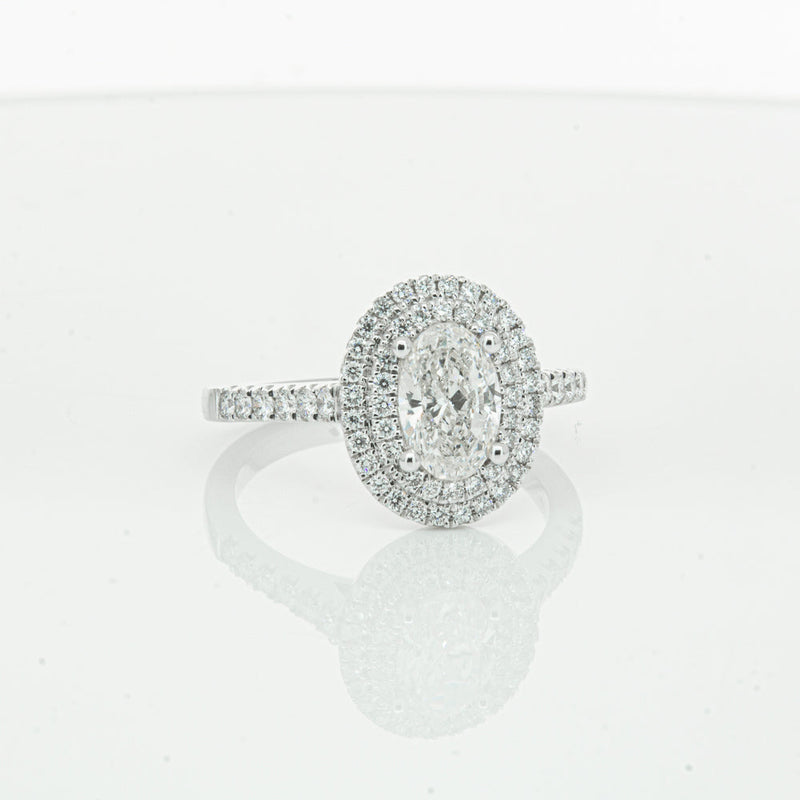 18ct White Gold .90ct Oval Cut Diamond Rosa Ring-Ring-Walker & Hall