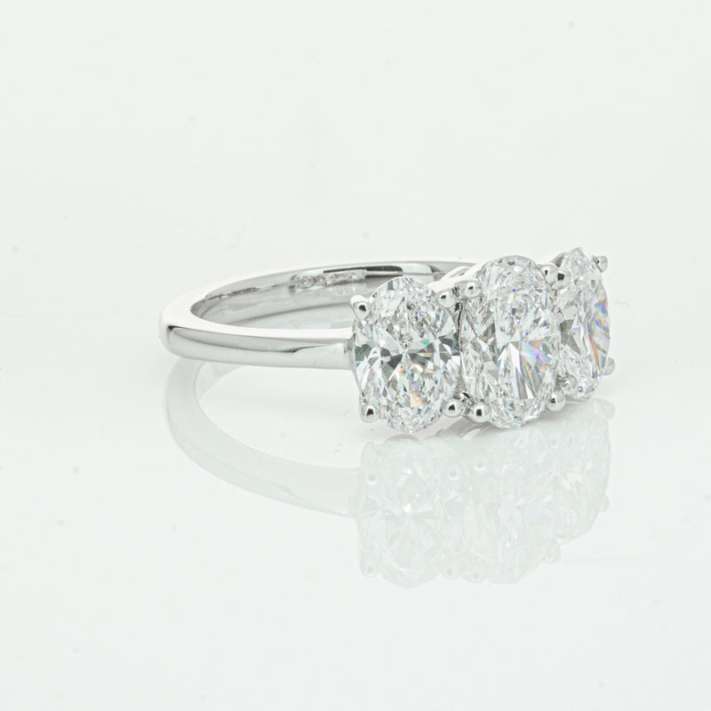 18ct White Gold Oval Cut Diamond Odyssey Ring-Ring-Walker & Hall