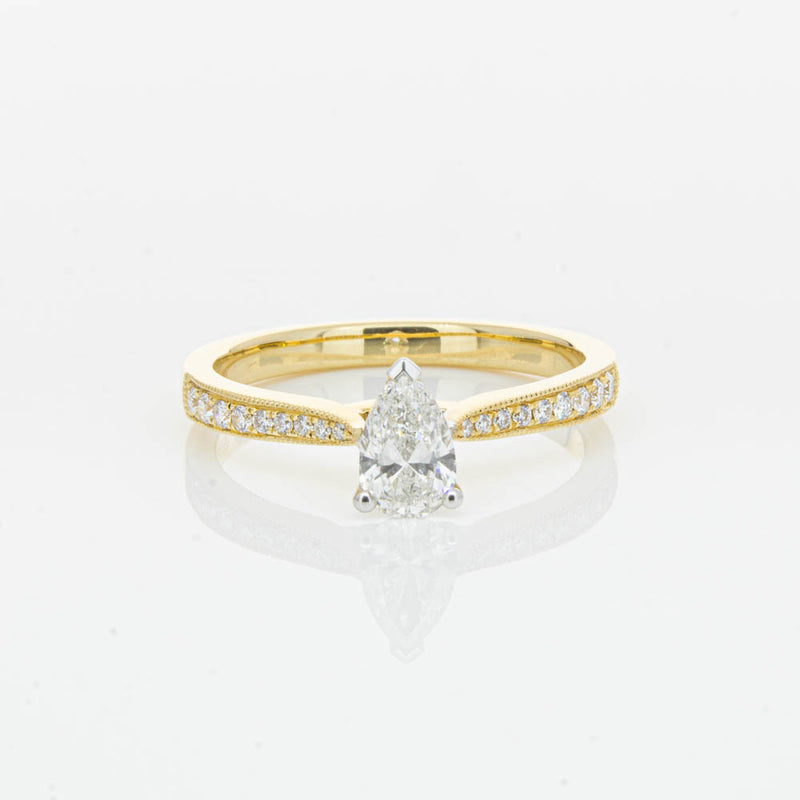 18ct Yellow Gold .40ct Pear Cut Diamond Zenith Ring-Ring-Walker & Hall