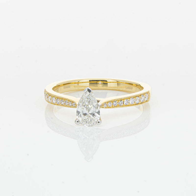 18ct Yellow Gold .40ct Pear Cut Diamond Zenith Ring-Ring-Walker & Hall