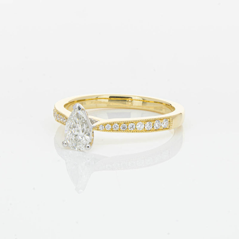 18ct Yellow Gold .40ct Pear Cut Diamond Zenith Ring-Ring-Walker & Hall