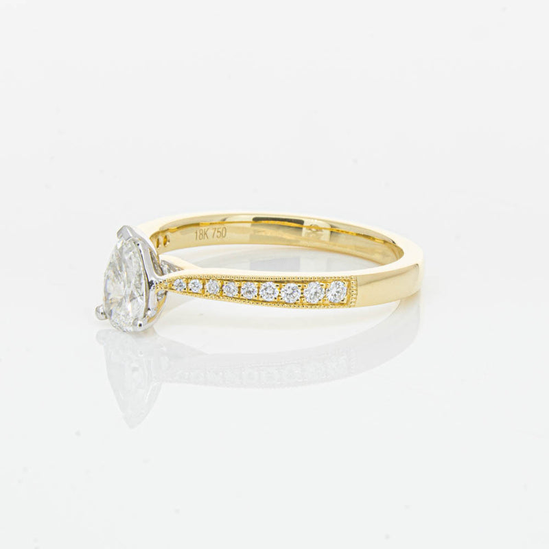 18ct Yellow Gold .40ct Pear Cut Diamond Zenith Ring-Ring-Walker & Hall