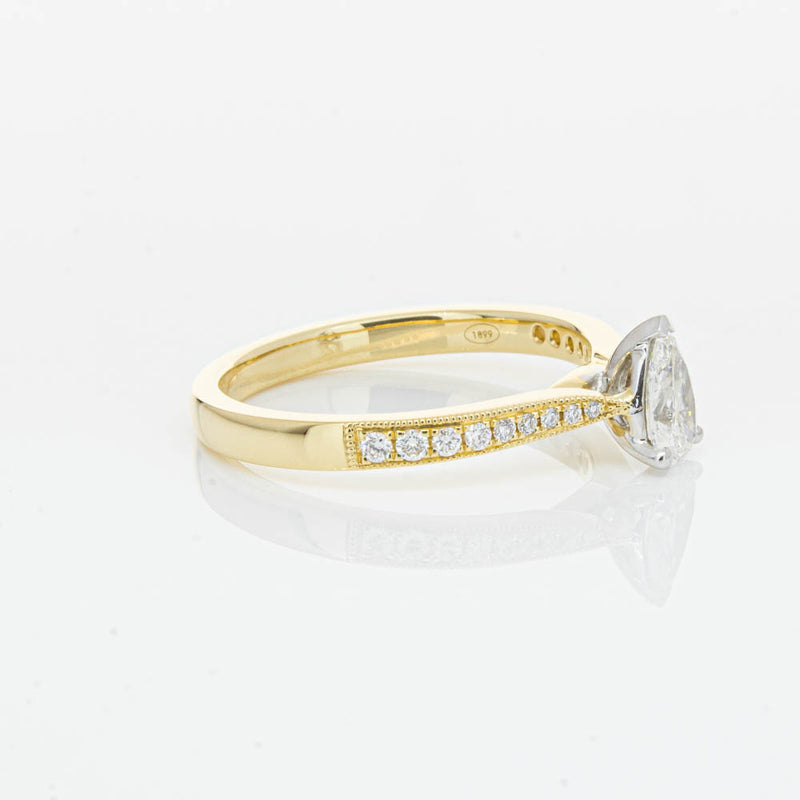 18ct Yellow Gold .40ct Pear Cut Diamond Zenith Ring-Ring-Walker & Hall