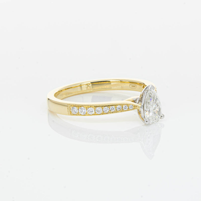 18ct Yellow Gold .40ct Pear Cut Diamond Zenith Ring-Ring-Walker & Hall