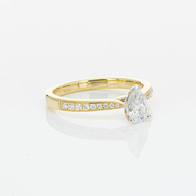 18ct Yellow Gold .40ct Pear Cut Diamond Zenith Ring-Ring-Walker & Hall