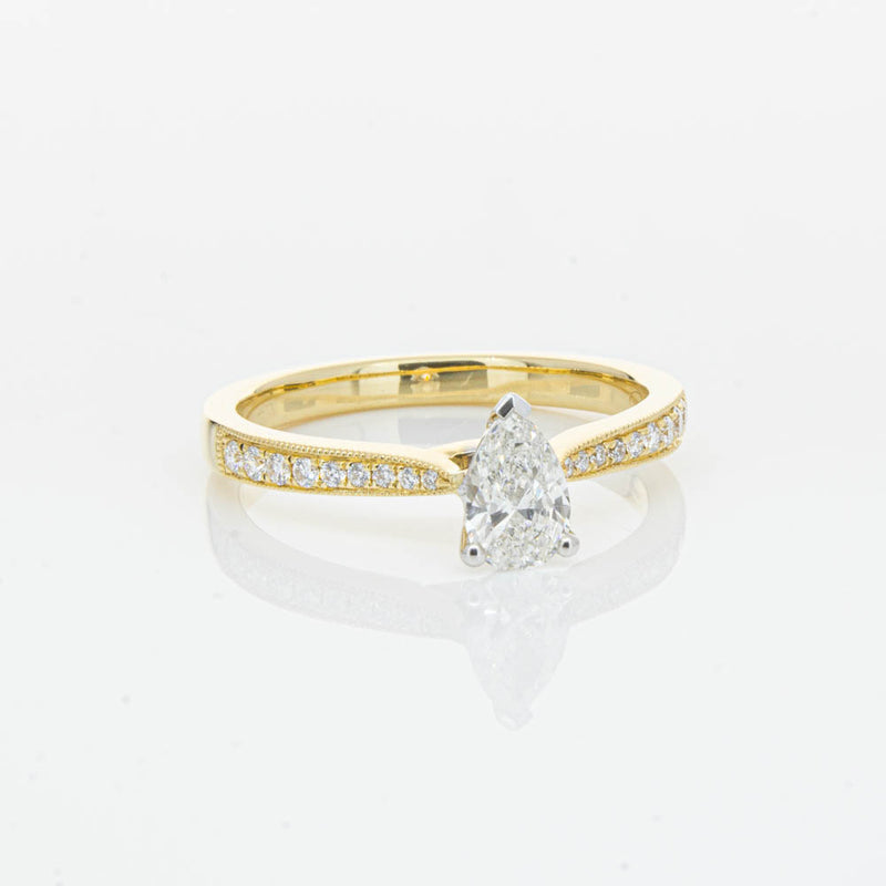 18ct Yellow Gold .40ct Pear Cut Diamond Zenith Ring-Ring-Walker & Hall