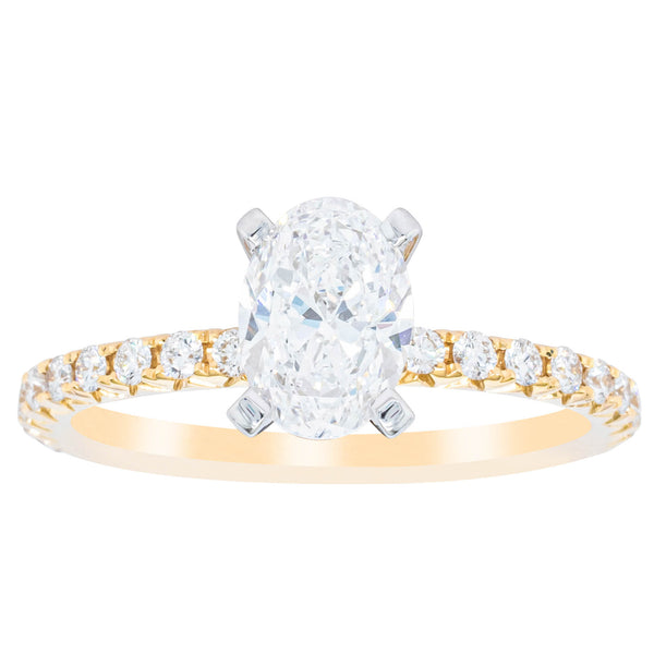18ct Yellow Gold 1.00ct Oval Cut Diamond Comet Ring - Ring - Walker & Hall