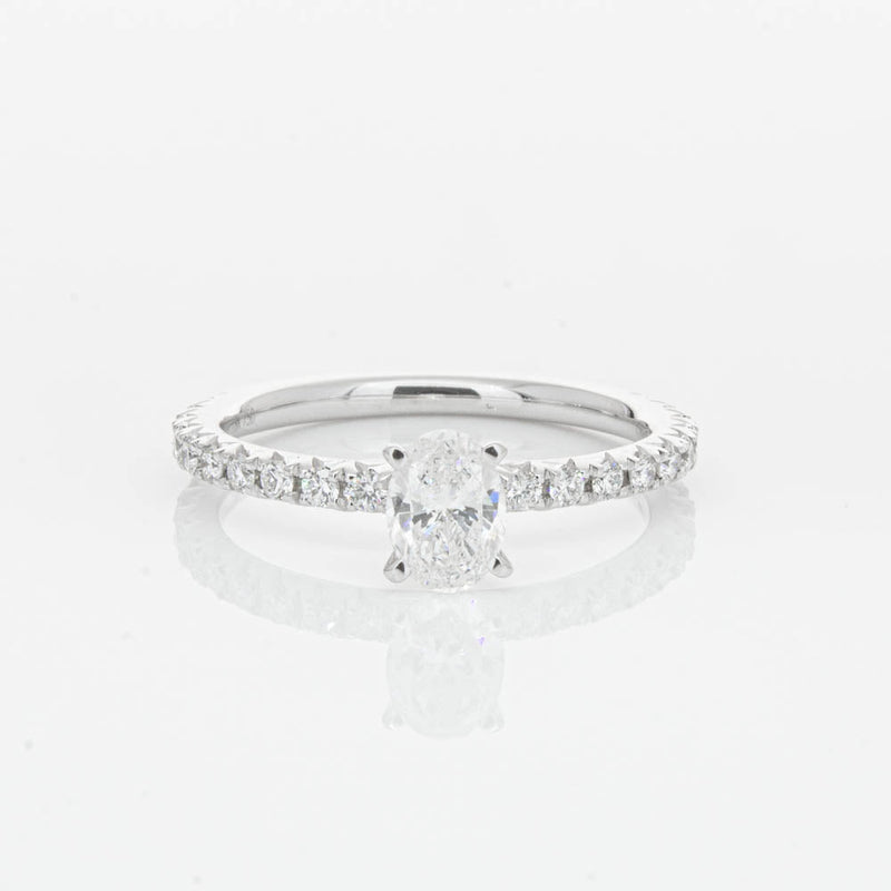 18ct White Gold .50ct Oval Cut Diamond Comet Ring-Ring-Walker & Hall